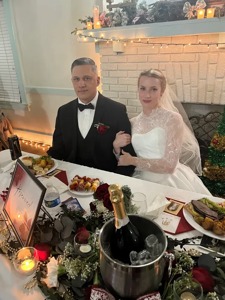 Elegant indoor wedding reception dinner