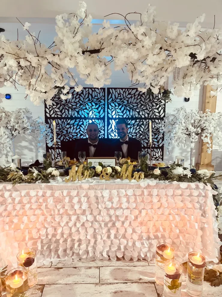 Elegant wedding reception stage setup